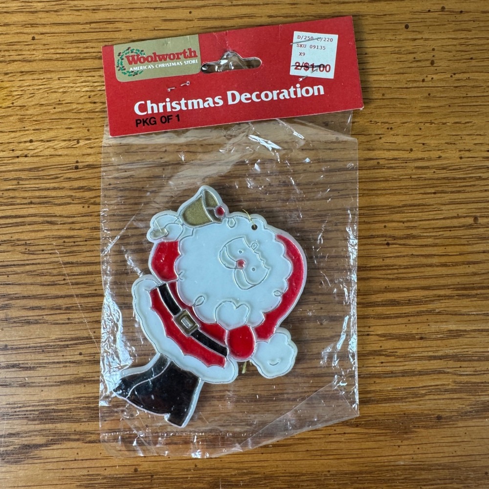 Vintage‎ Woolworths Christmas Tree Ornament Santa Claus Bell Hanging Decoration